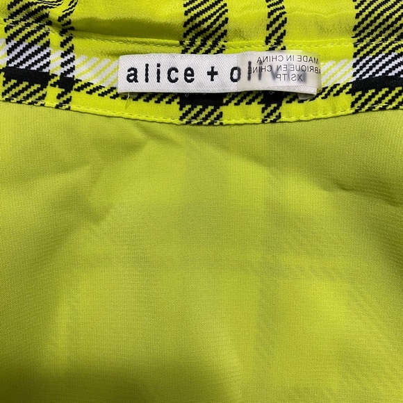 Alice + Olivia Plaid Button-Up Shirt in Yellow and Black size XS - Picture 4 of 9